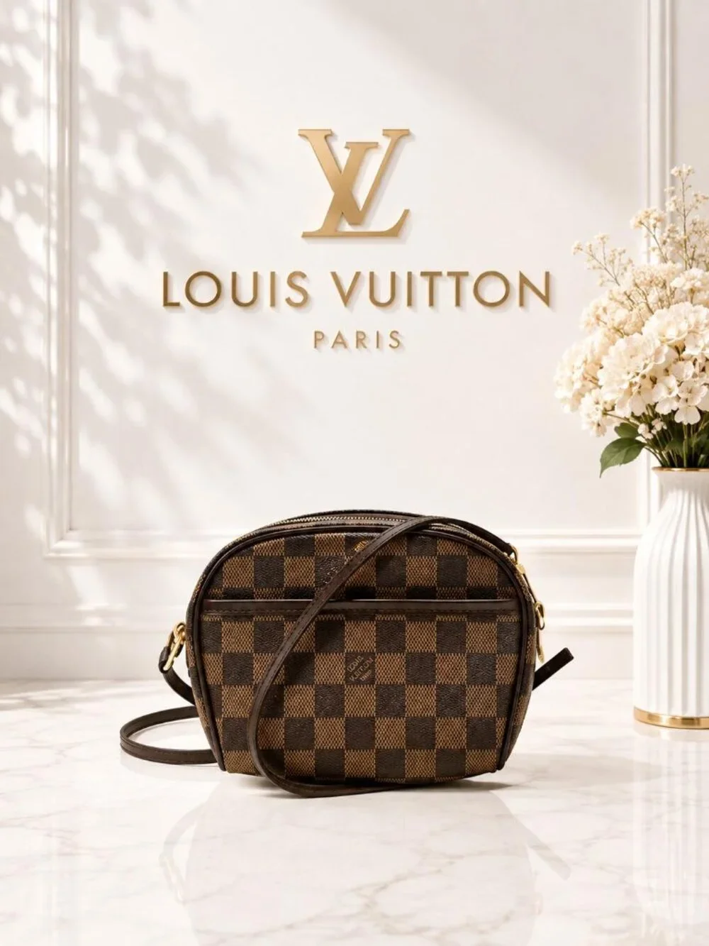 Authentic Louis Vuitton Ipanema Damier Ebene Crossbody Bag